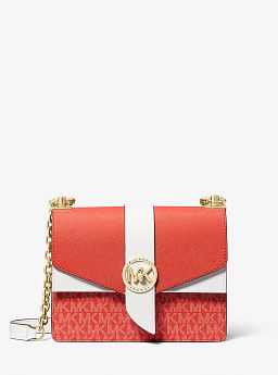 Greenwich Small Color-Block Logo and Saffiano Leather Crossbody Bag